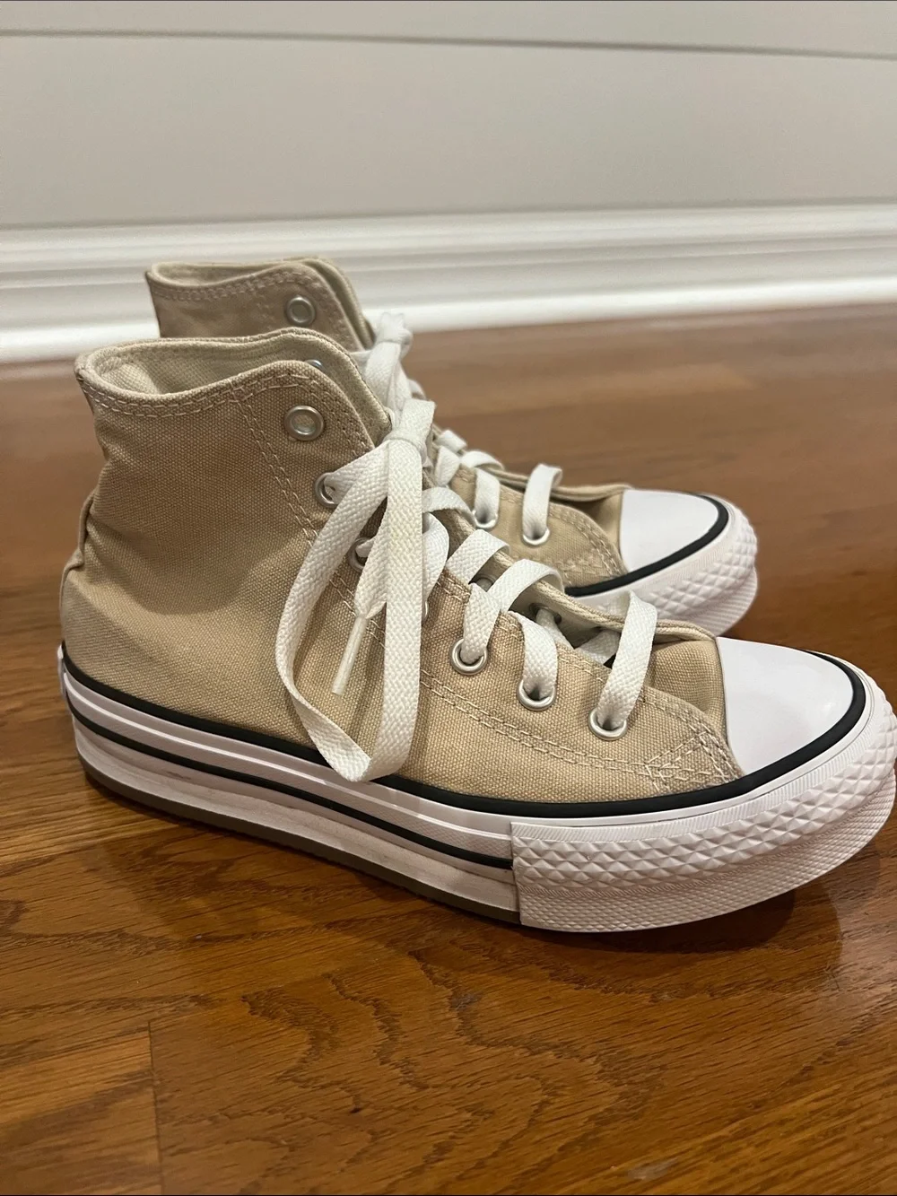 Converse Kids Beige High Top Canvas Sneakers